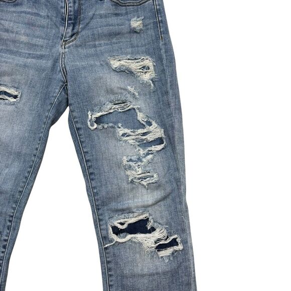 Ladies Judy Blue Mid Rise Distressed Straight Leg Jeans Size 30 - Picture 3 of 14